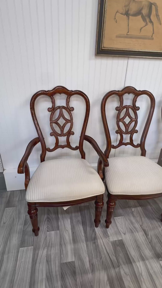 Elegant Vintage Dining Chairs – Solid Wood with Upholstered Seats